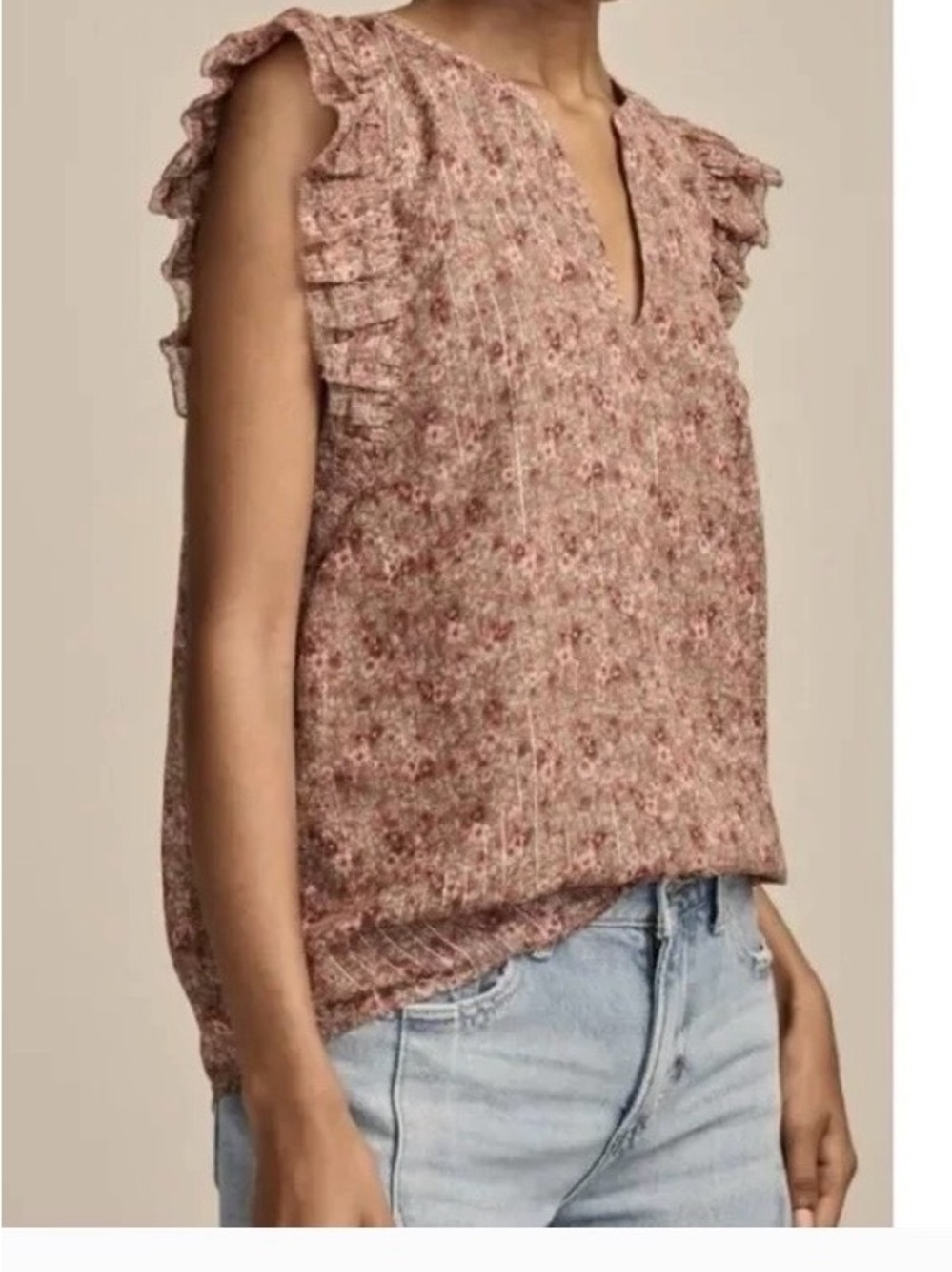 Lucky M Floral Flutter Sleeve Top